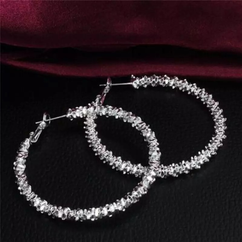 3/28💐Bohemian Geometric silver party hoop Earring